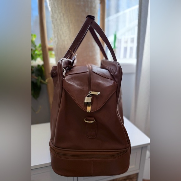 Hammacher Schlemmer Leather Overnight Bag - Brown - Picture 4 of 5